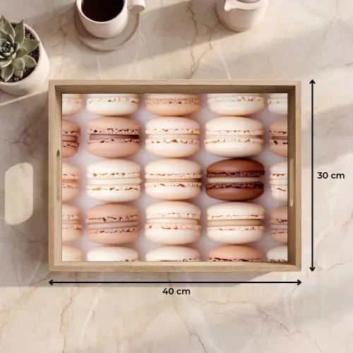 Macarons - Beige - Bruin Dienblad Rechthoek middel -USP_Formaat