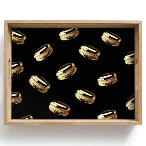 Macarons - Patroon - Goud - Zwart Dienblad Rechthoek middel -z3d_shopping