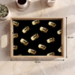 Macarons - Patroon - Goud - Zwart Dienblad Rechthoek middel -USP_Formaat