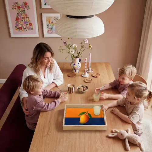 Mango - Vlakken - Bladeren - Oranje Dienblad Rechthoek middel -sfeer4