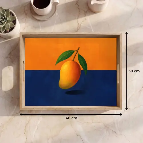Mango - Vlakken - Bladeren - Oranje Dienblad Rechthoek middel -USP_Formaat