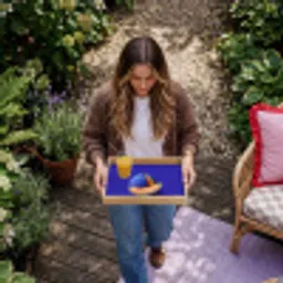 Meloen - Blauw - Oranje - Kunstzinnig Dienblad Rechthoek middel -sfeer5