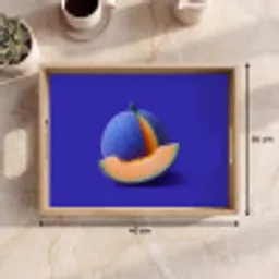 Meloen - Blauw - Oranje - Kunstzinnig Dienblad Rechthoek middel -USP_Formaat