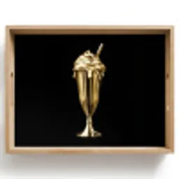 Milkshake - Goud - Drinken - Zwart Dienblad Rechthoek middel -z3d_shopping