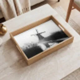 Molen - Weerspiegeling - Landschap - Water Dienblad Rechthoek middel -sfeer1