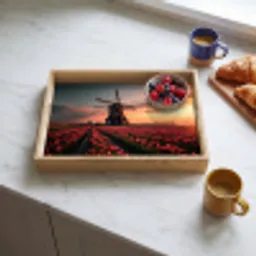 Molen - Zonsondergang - Tulpen - Rood Dienblad Rechthoek middel -sfeer2