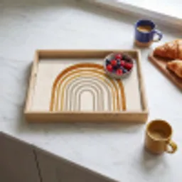 Minimalistisch - Boog - Lijnen - Beige Dienblad Rechthoek middel -sfeer2