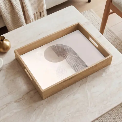 Minimalistisch - Cirkel - Lichtgrijs Dienblad Rechthoek middel -sfeer1