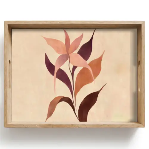 Minimalistisch - Bloem - Bladeren - Beige Dienblad Rechthoek middel -z3d_shopping