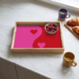 Minimalistisch - Rood - Roze - Hartjes Dienblad Rechthoek middel -sfeer2