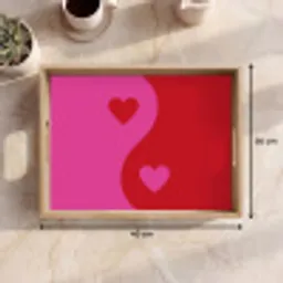Minimalistisch - Rood - Roze - Hartjes Dienblad Rechthoek middel -USP_Formaat