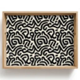 Modern - Abstract - Zwart Dienblad Rechthoek middel 911 -z3d_shopping
