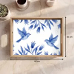 Modern - Vogels - Delfts - Blauw Dienblad Rechthoek middel -USP_Formaat