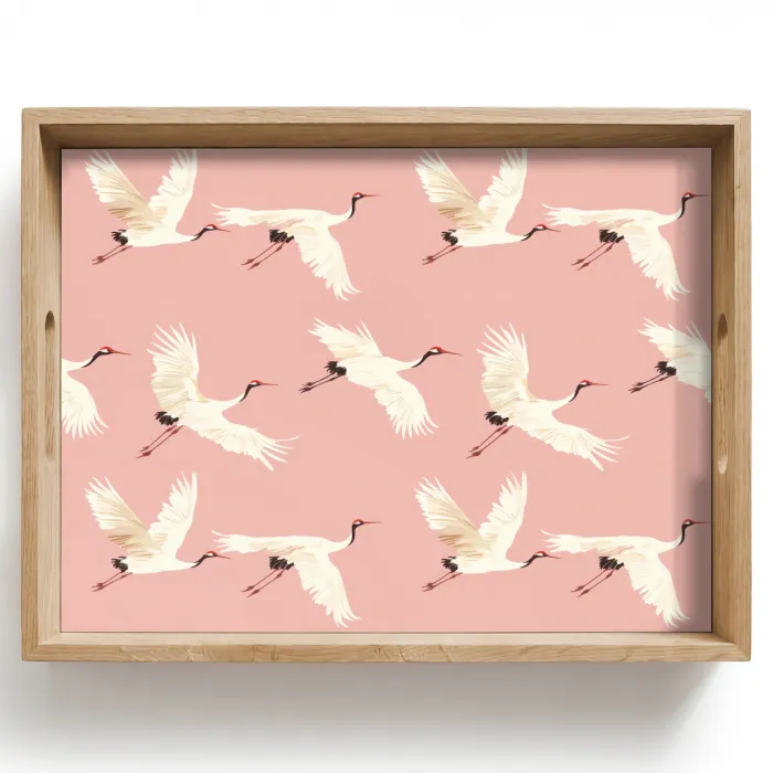 Modern - Kraanvogels - Roze Dienblad Rechthoek middel 911 -z3d_shopping