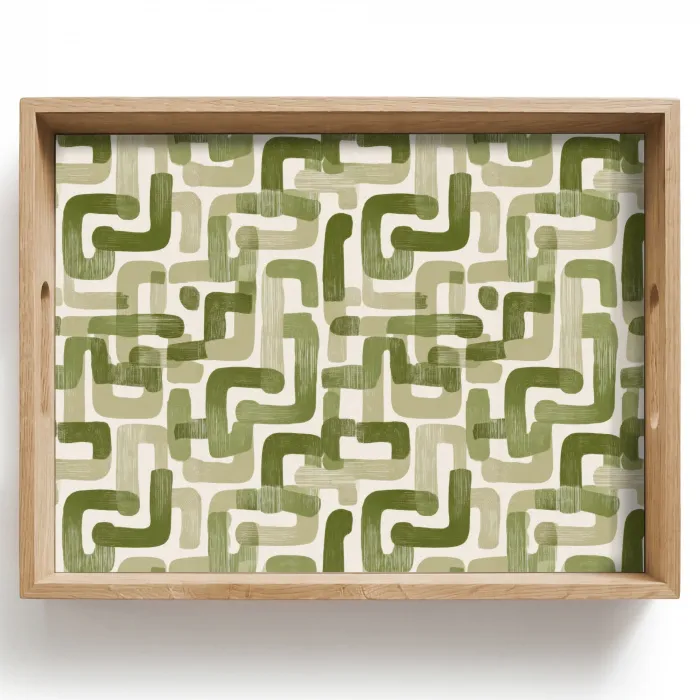 Modern - Grafisch - Groen Dienblad Rechthoek middel 911 -z3d_shopping