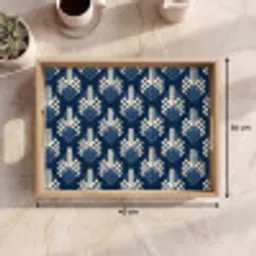Modern - Patroon - Blauw Dienblad Rechthoek middel 911 -USP_Formaat