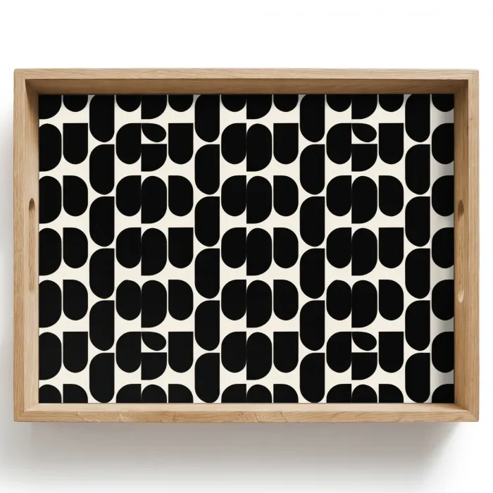 Modern - Patroon - Zwart Dienblad Rechthoek middel 911 -z3d_shopping