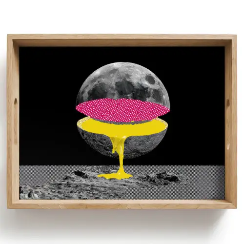 Maan - Geel - Roze - Zwart Dienblad Rechthoek middel -z3d_shopping