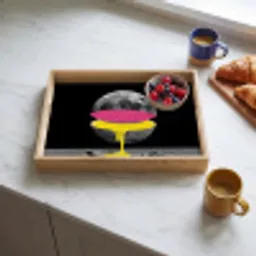 Maan - Geel - Roze - Zwart Dienblad Rechthoek middel -sfeer2