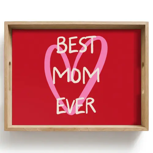 Moeder - Quote - Hartje - Rood Dienblad Rechthoek middel -z3d_shopping