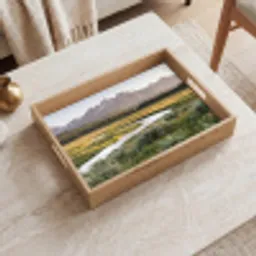 Berglandschap - Rivier - Bos Dienblad Rechthoek middel -sfeer1