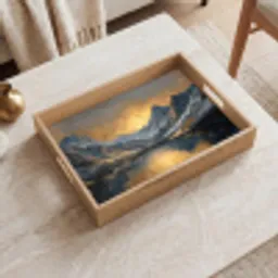 Berglandschap met Gouden Zonsondergang Dienblad Rechthoek middel -sfeer1