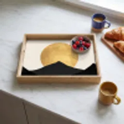 Bergsilhouetten - Gouden cirkel - Beige Dienblad Rechthoek middel -sfeer2
