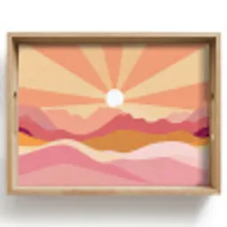 Bergen - Abstract - Zonnestralen - Roze Dienblad Rechthoek middel -z3d_shopping