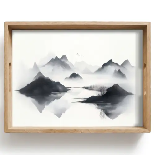 Bergen - Mistig - Water - Wit Dienblad Rechthoek middel -z3d_shopping