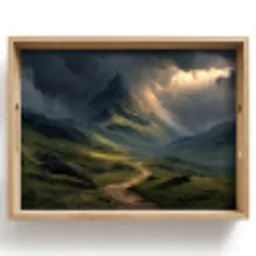 Bergen - Kronkelpad - Groen - Wolken Dienblad Rechthoek middel -z3d_shopping