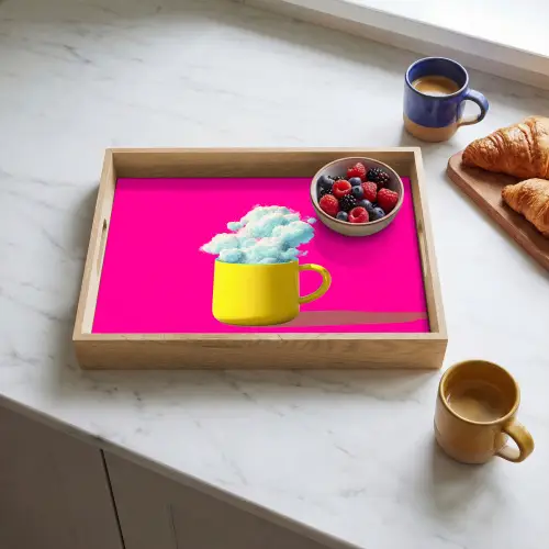 Mok - Wolken - Roze - Minimalitisch Dienblad Rechthoek middel -sfeer2