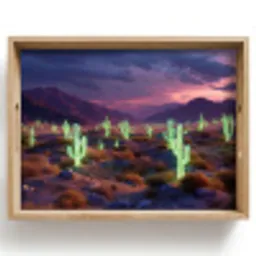 Neon cactussen - Woestijn - Zonsondergang Dienblad Rechthoek middel -z3d_shopping