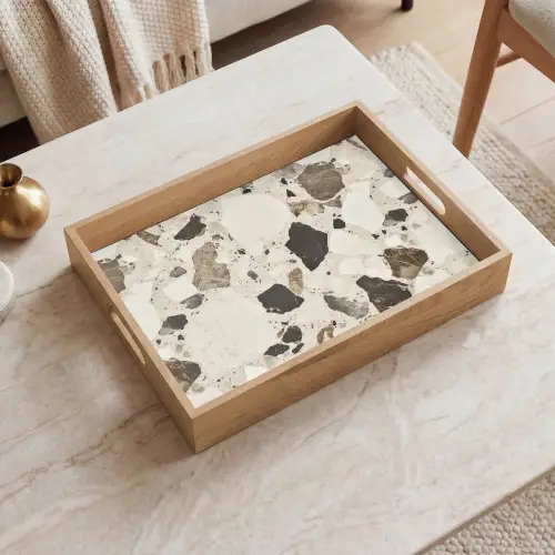 Neutral - Stenen - Decoratie - Terrazzo Dienblad Rechthoek middel -sfeer1