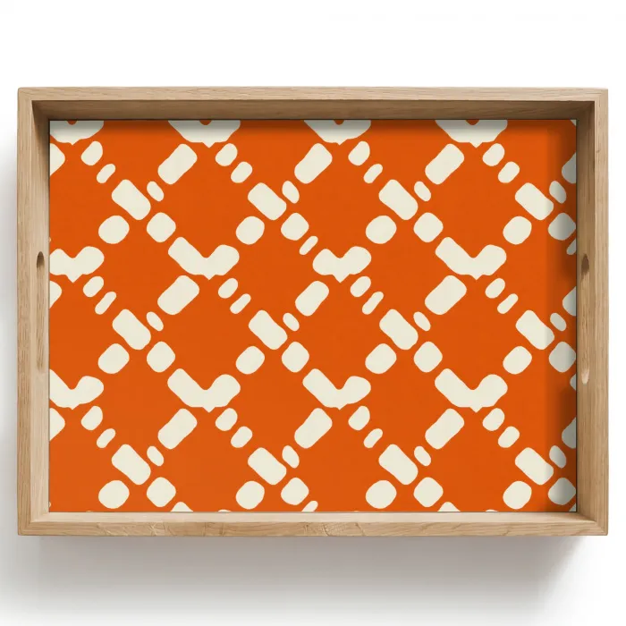 Oranje - Ruitpatroon - Wit Dienblad Rechthoek middel 911 -z3d_shopping