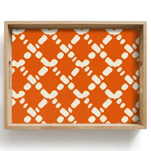 Oranje - Ruitpatroon - Wit Dienblad Rechthoek middel 911 -z3d_shopping