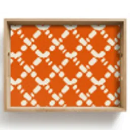 Oranje - Ruitpatroon - Wit Dienblad Rechthoek middel 911 -z3d_shopping