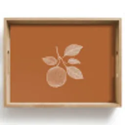 Sinaasappel - Getekend - Bladeren - Bruin Dienblad Rechthoek middel -z3d_shopping
