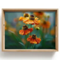 Oranje bloemen - Levendig - Wazige achtergrond Dienblad Rechthoek middel -z3d_shopping