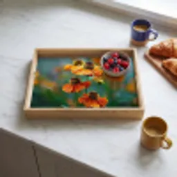 Oranje bloemen - Levendig - Wazige achtergrond Dienblad Rechthoek middel -sfeer2