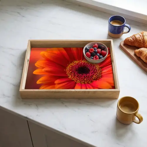 Oranje - Gerbera - Intens Dienblad Rechthoek middel -sfeer2