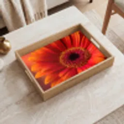 Oranje - Gerbera - Intens Dienblad Rechthoek middel -sfeer1
