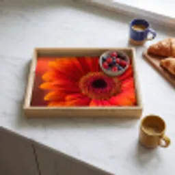 Oranje - Gerbera - Intens Dienblad Rechthoek middel -sfeer2