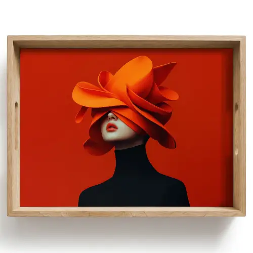 Oranje - Hoed - Vrouw Dienblad Rechthoek middel -z3d_shopping