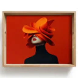 Oranje - Hoed - Vrouw Dienblad Rechthoek middel -z3d_shopping