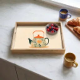 Oranje - Theepot - Bloemen - Bladeren Dienblad Rechthoek middel -sfeer2