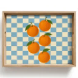 Sinaasappels - Blaadjes - Geblokt - Blauw Dienblad Rechthoek middel -z3d_shopping