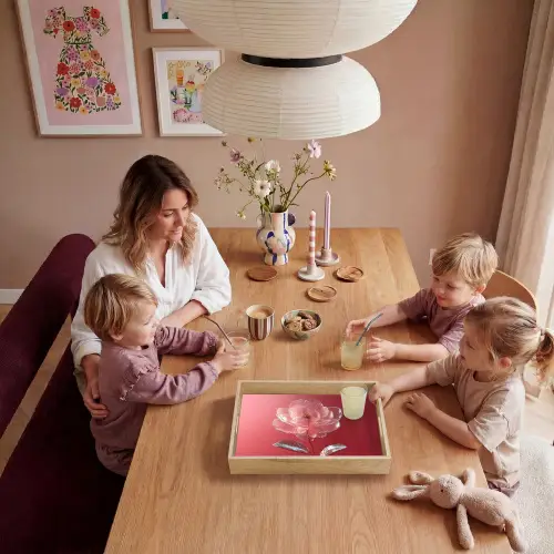 Sierlijk - Bloem - Roze - Glazen Dienblad Rechthoek middel -sfeer4