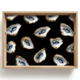 Oesters - Vissen - Blauw - Goud Dienblad Rechthoek middel -z3d_shopping