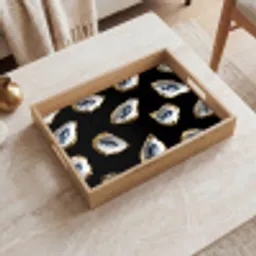 Oesters - Vissen - Blauw - Goud Dienblad Rechthoek middel -sfeer1