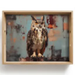 Geschilderd - Abstract - Uil - Bruin Dienblad Rechthoek middel -z3d_shopping
